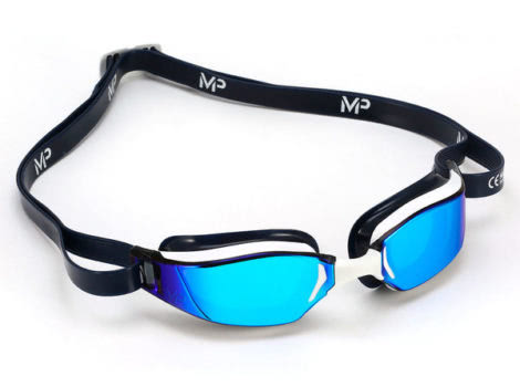 Michael Phelps XCEED Titanium Mirrored Lens White & Blue Goggles