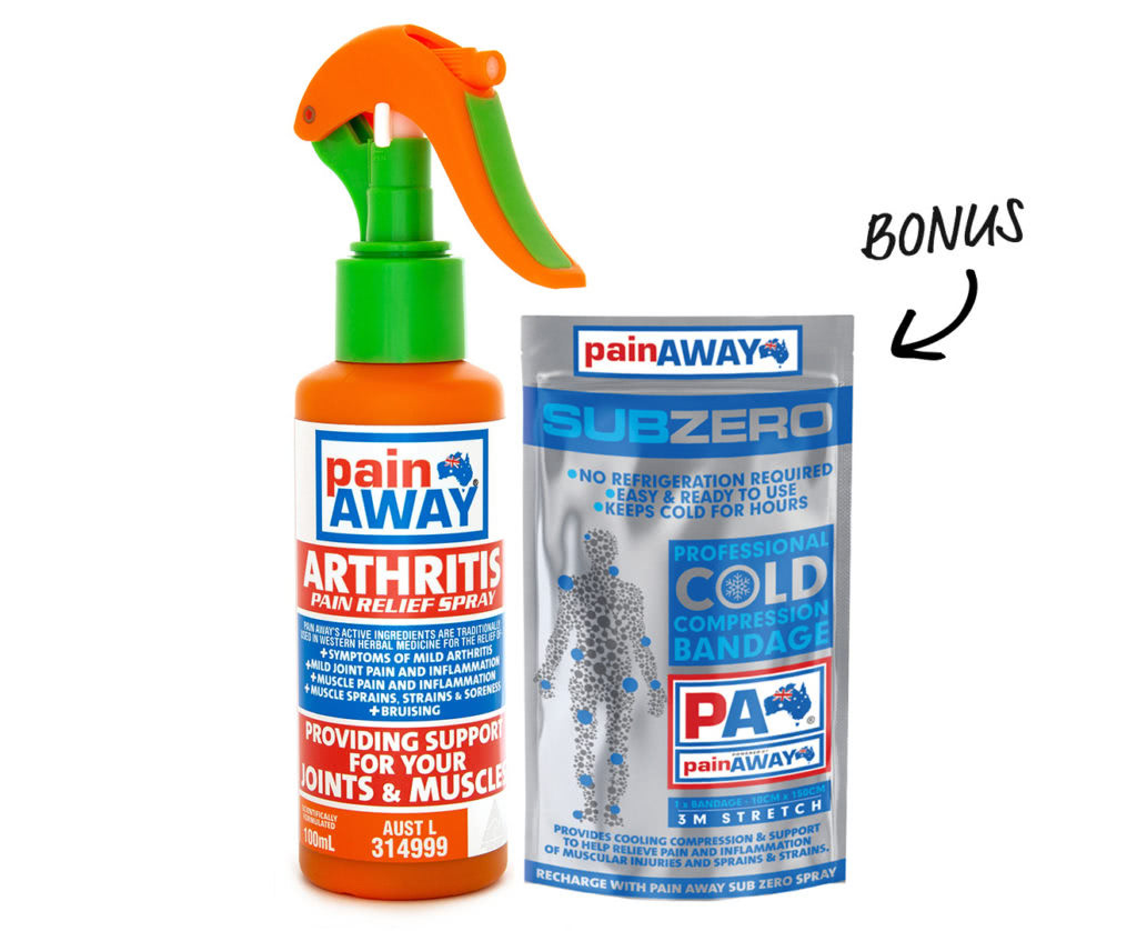 Pain Away Arthritis Pain Relief Spray 100mL + Bonus Cold Compression
